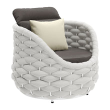 Load image into Gallery viewer, Olefin Barrel Chair And Toss Pillow - Gray And White