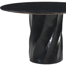 Load image into Gallery viewer, 48" Marble And Wood Pedestal Base Round Top Dining Table - Black