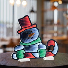 Load image into Gallery viewer, Christmas Snowman Tabletop Sign With LED (633799) - White / Red / Green
