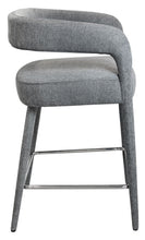Load image into Gallery viewer, 25" Modern Metal And Fabric Low Back Counter Height Bar Chair - Gray