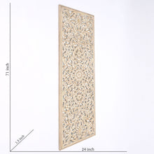 Load image into Gallery viewer, Floral Hand Carved Mandala Rectangle Wall Decor With Mirror - Antique Brown / White