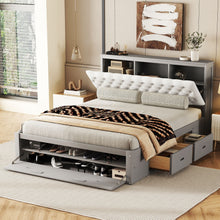 Load image into Gallery viewer, Platform Bed With Storage Headboard, Shoe Rack And 4 Drawers