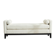 Load image into Gallery viewer, Elegant Upholstered Bench, Daybed, Ottoman With Wood Legs & Bolster Pillows - Ivory Boucle