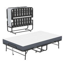Load image into Gallery viewer, Twin Wide Folding Bed For Tall People, Extra Long & Wide Rollaway With Memory Foam, Heavy-Duty Capacity Guest, Spacious Portable Cot - Black