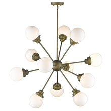 Load image into Gallery viewer, Sputnik Twelve Light Frosted Metal Dimmable Chandelier With Off White Shades - Bronze / White