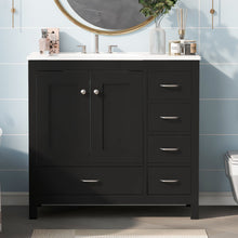 Load image into Gallery viewer, Bathroom Vanity With Ceramic Sink Combo, Abundant Storage Cabinet 2 Soft Close Doors And 5 Drawers
