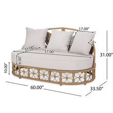 Load image into Gallery viewer, Outdoor Wicker Daybed With Pillows - Light Brown / Beige