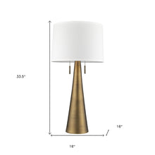 Load image into Gallery viewer, Metal Two Light Table Lamp With White Empire Shade - Brass
