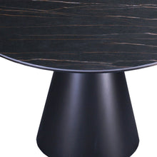 Load image into Gallery viewer, 47" Ceramic And Metal Pedestal Base Round Top Dining Table - Black