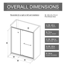 Load image into Gallery viewer, Pivot Shower Door With Handle, 1 / 4" Thick - Chrome