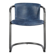 Load image into Gallery viewer, Leather Iron Dining Arm Chairs (Set of 2) - Blue / Silver