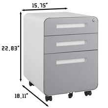 Load image into Gallery viewer, 3 Drawer Mobile File Cabinet Under Desk Office, Simple Style Versatile Storage Cabinet For Legal / Letter / A4 Files, 5 Wheel Design Anti-Tilting Cold Rolled Steel Waterproof Moisture-Proof