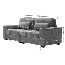 Load image into Gallery viewer, Modern Fabric Sofa With Plush Cushions, Sleek Arm Design