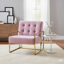Load image into Gallery viewer, Tufted Accent Armchair With Frame For Living Room - Pink / Gold