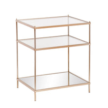 Load image into Gallery viewer, Glass And Iron End Table With Mirrored Shelf - Gold And Clear