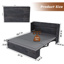 Load image into Gallery viewer, Full Murphy Bed With Storage Drawers, Charging Station, Foldable Panels, And Silent Swivel Wheels