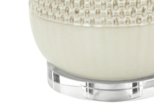 Load image into Gallery viewer, Ceramic Geometric Table Lamp With Beige Drum Shade - Cream