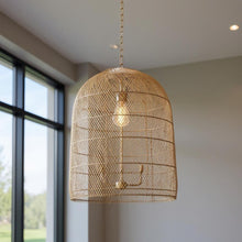 Load image into Gallery viewer, Four Light Rattan Dimmable Chandelier With Shades (731405) - Gold
