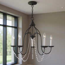 Load image into Gallery viewer, 23" Five Light Dimmable Chandelier With Shades - Black