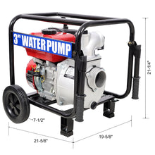 Load image into Gallery viewer, Gas Engine Powered Water Pump 3" Inlet & Outlet 7Hp 212Cc Epa Certified With Wheels And Handle - Black / Red