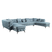 Load image into Gallery viewer, Zerah - Sectional Sofa With 7 Pillows - Dusty Blue Fabric