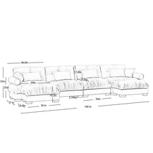 Load image into Gallery viewer, Modern Sectional Sofa With Ottoman, Round Bolster Armrests, Waist And Throw Pillows