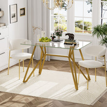 Load image into Gallery viewer, Modern Glass Dining Table With Metal Legs