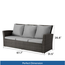 Load image into Gallery viewer, All-Weather Wicker 3 Seat Patio Sofa With Thick Cushions