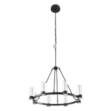 Load image into Gallery viewer, Candle Style Eight Light Metal Dimmable Smart Enabled Chandelier With Shades - Black / Clear