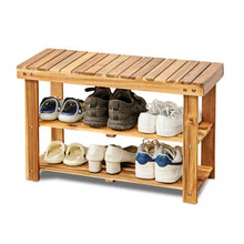 Load image into Gallery viewer, Shoe Rack Bench, 2 Tier Organizer For Entryway - Acacia Wood