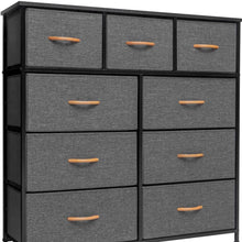 Load image into Gallery viewer, Steel And Fabric Nine Drawer Triple Dresser - Gray / White