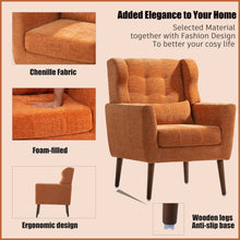 Load image into Gallery viewer, Modern Accent Chair, Arm Chairs For Living Room, Upholstered Mordern Armchair, Comfy Soft Padded Lounge Chair In Small Space, Bedroom, With Pillow, Solid Wood Leg