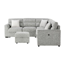 Load image into Gallery viewer, Emiliano - Sectional Sofa With 3 Pillows And Storage Ottoman - Nickel