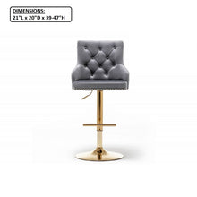 Load image into Gallery viewer, Adjustable Swivel Bar Stool With Nailhead Trim (Set of 2)