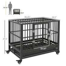 Load image into Gallery viewer, Pawhut - 36" Heavy Duty Dog Crate Metal Cage Kennel With Lockable Wheels, Double Door And Removable Tray - Gray