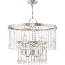 Load image into Gallery viewer, 23" Five Light Dimmable Chandelier With Shades - Nickel / Pearl Silver