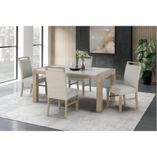 Load image into Gallery viewer, Vanilla - Real Marble Dining Table And Chair Set With Upholstery - Beige / Natural