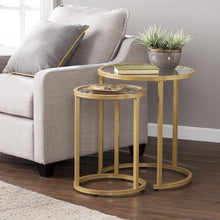 Load image into Gallery viewer, Glass Round Nested Tables (Set of 2) - Gold