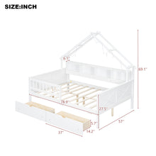 Load image into Gallery viewer, House Style Platform Bed With LED Lights, Storage Shelves, Drawers, And Guardrail