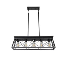 Load image into Gallery viewer, Five Light Metal Chandelier With Shades - Black