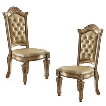 Load image into Gallery viewer, Tufted Upholstered Faux Leather And Wood Dining Side Chairs (Set of 2) - Bone / Brass