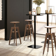 Load image into Gallery viewer, Spencer - Minimalist Oak Adjustable Bar Counter Stool - Walnut Brown Oak