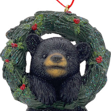 Load image into Gallery viewer, Bear Christmas Figurine - Black / Green / Red