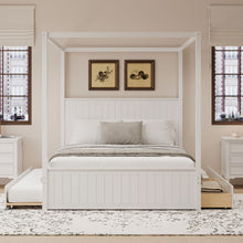 Load image into Gallery viewer, Canopy Platform Bed With Trundle And 3 Storage Drawers