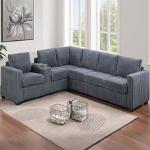 Load image into Gallery viewer, Modern Style L-Shape Sectional Set, USB Ports, Cup Holder