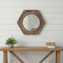 Load image into Gallery viewer, 24" Hexagon Distressed Framed Accent Mirror - Bronze