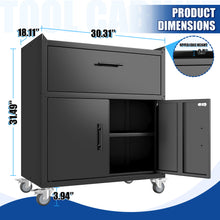 Load image into Gallery viewer, Rolling Metal Tool Storage Cabinet, Lockable Garage Storage Cabinet, Locking Metal Storage Cabinet With Wheels, Rolling Tool Chest, Assembly Required - Black