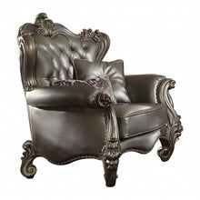 Load image into Gallery viewer, Faux Leather Tufted Wingback Chair - Silver And Platinum