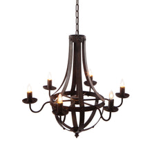 Load image into Gallery viewer, 6 Light Metal Chandelier, Hanging Light Fixture With Adjustable Chain For Kitchen, Bulb Not Included - Black