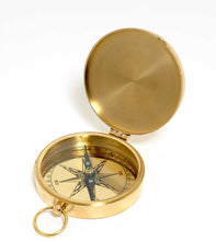 Load image into Gallery viewer, Shiny Compass With Lid - Brass / Marine